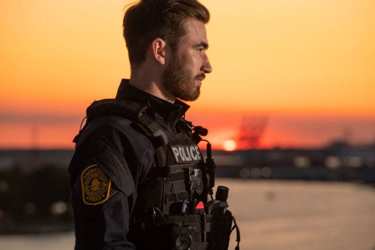 Police Officer at sundown